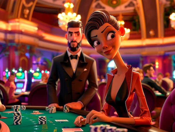 Dealer langsung Infinite Blackjack paitohk dengan studio multi-kamera menampilkan permainan kartu real-time